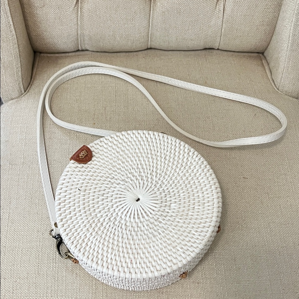 Anthropologie Cream Woven Crossbody Bag